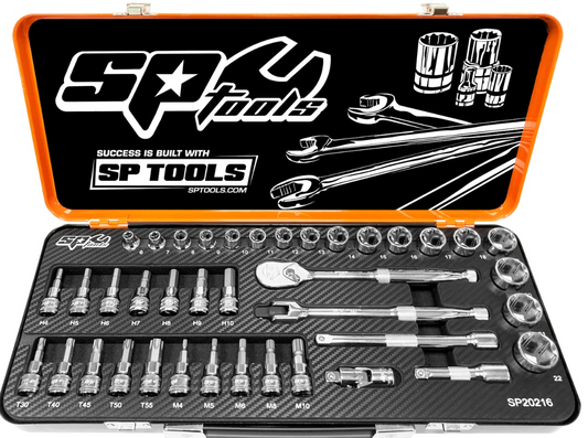 SP Tools 3/8"Dr Socket Set - Metric, Inhex, Torx & Spline - 39pc SP20216 Socket Set SP Tools