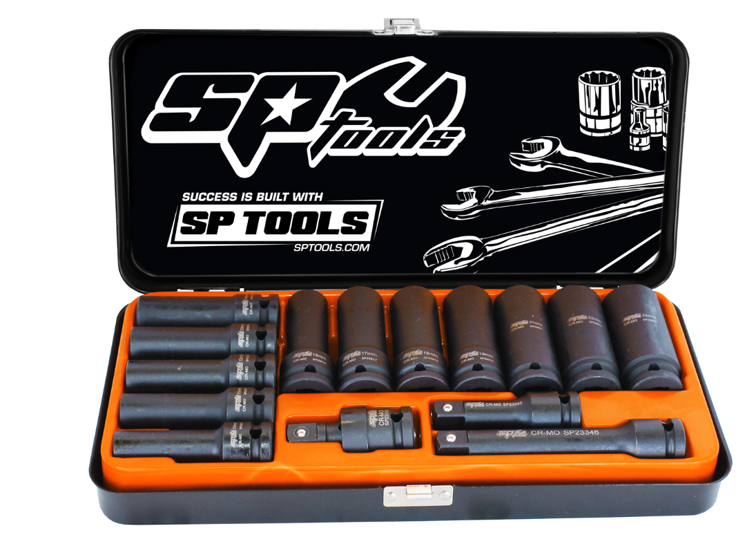 SP Tools 1/2"Dr Deep Impact Socket Set 6pt Metric 15pc SP20320 Socket Set SP Tools