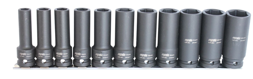 SP Tools 1/2"Dr Deep Impact Socket Rail Set - 6pt Metric - 11pc SP20360 Socket Set SP Tools