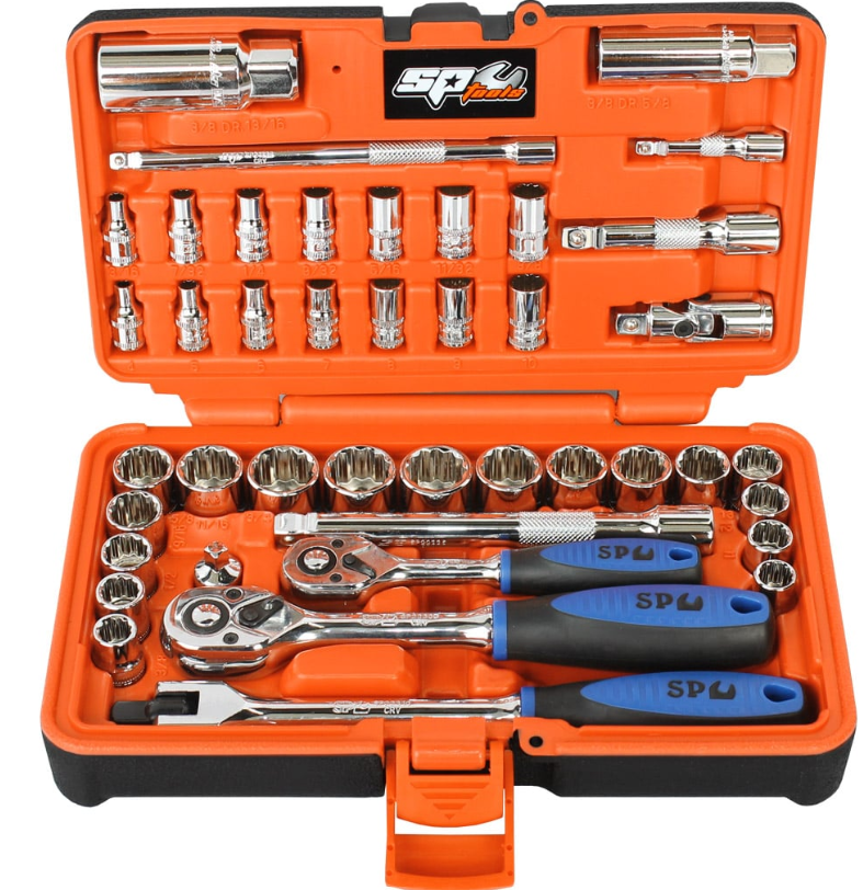 SP Tools 1/4"Dr & 3/8"Dr Socket Set in X-Case - 12pt Metric/SAE - 42pc SP20601 Socket Set SP Tools