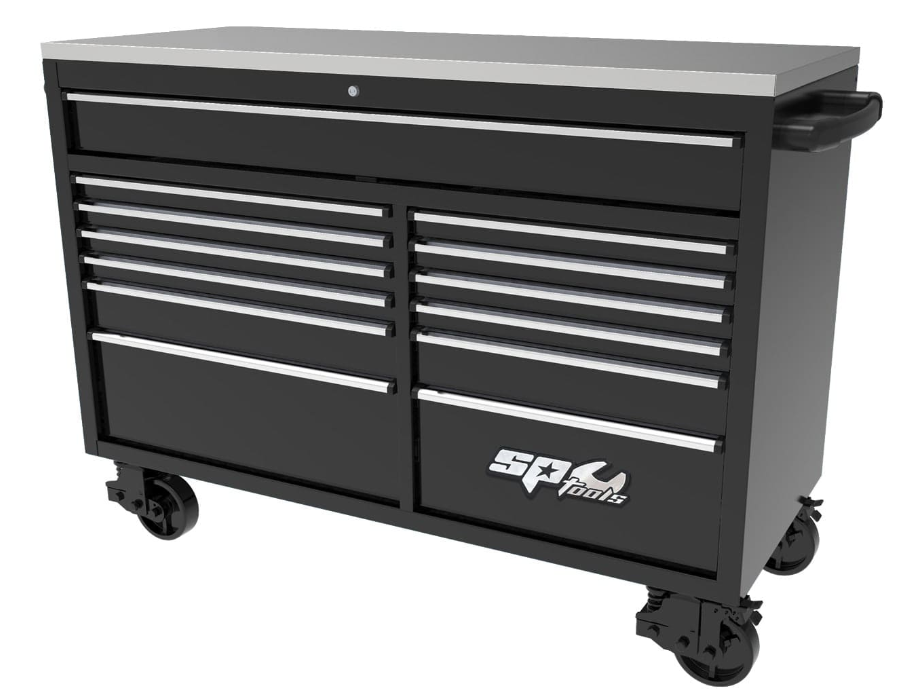 SP Tools USA Sumo Series Wide Roller Cabinet - 13 Drawer - Black/Chrome SP44725 Pick Up In Store Cabinet SP Tools