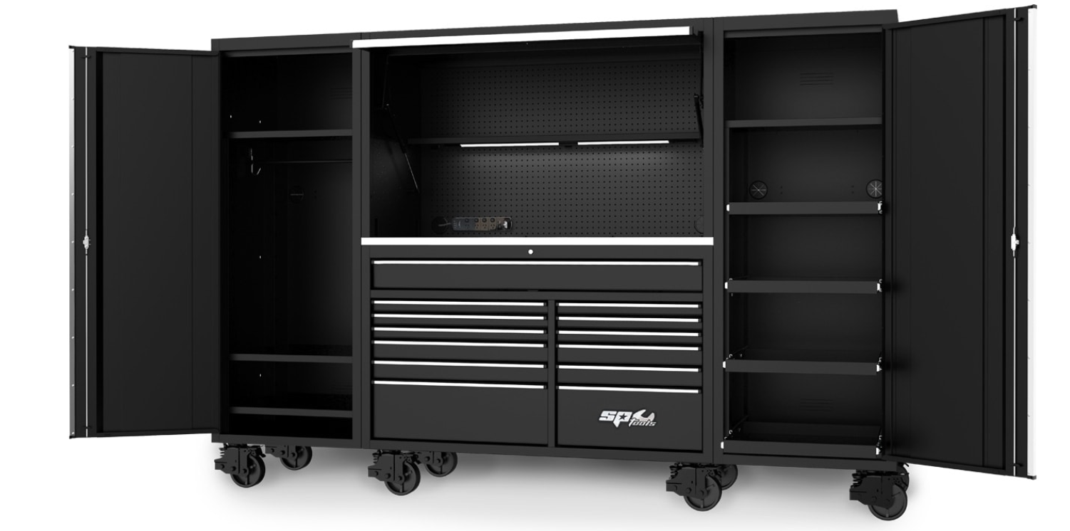 SP Tools USA Sumo Series Wide Roller Cabinet - 13 Drawer - Black/Chrome SP44725 Pick Up In Store Cabinet SP Tools