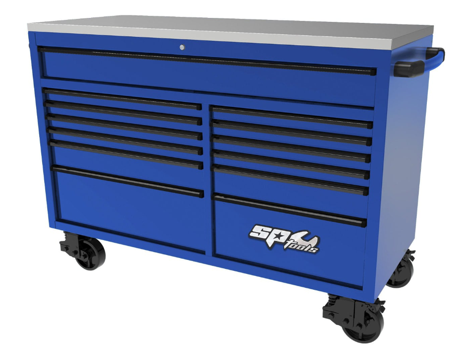 SP Tools USA Sumo Series Wide Roller Cabinet - 13 Drawer – Blue/Black SP44725BL Pick Up In Store Cabinet SP Tools