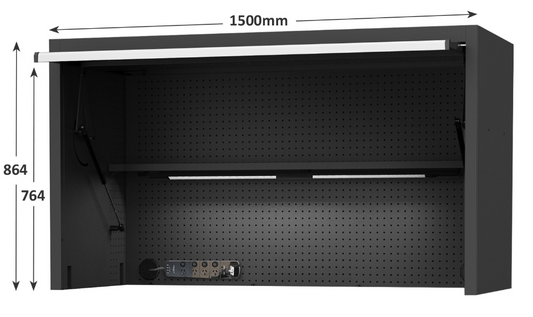 SP Tools 59" USA Sumo Series Wide Power Top Hutch - Shelf, Pegboard, Light - Black/Chrome SP44730 Pick Up In Store Tool Box Hutch SP Tools