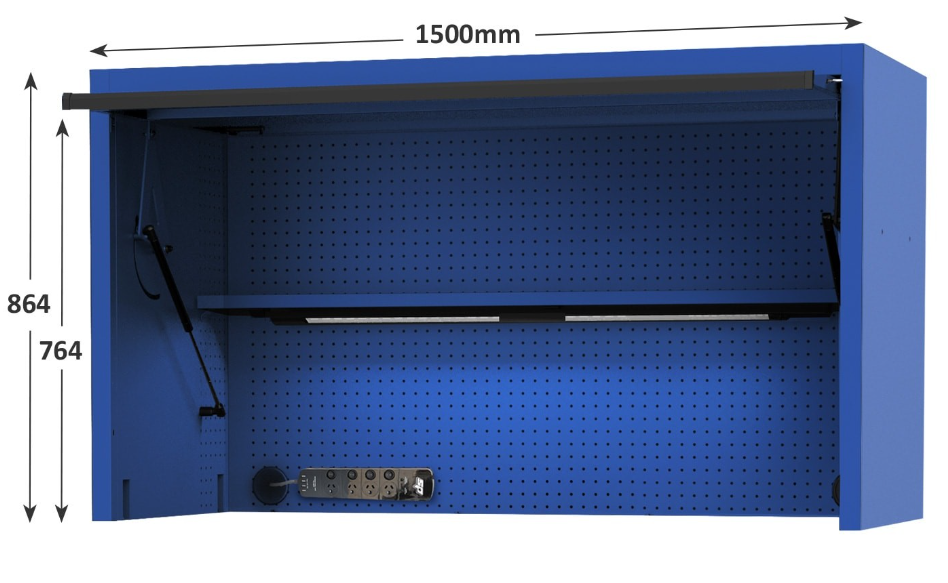 SP Tools 59" USA Sumo Series Wide Power Top Hutch - Shelf, Pegboard, Light - Blue/Black SP44730BL Pick Up In Store Tool Box Hutch SP Tools