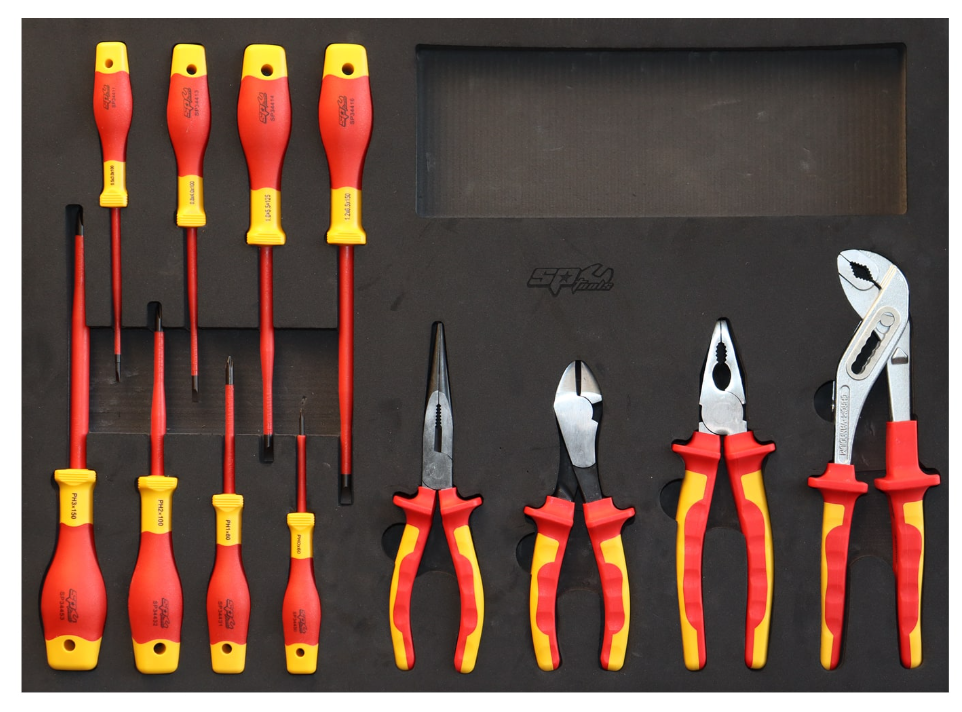 SP Tools Foam Tray Tool Kit - 12pc - VDE Insulated - Screwdrivers & Pliers SP55910 screwdriver SP Tools