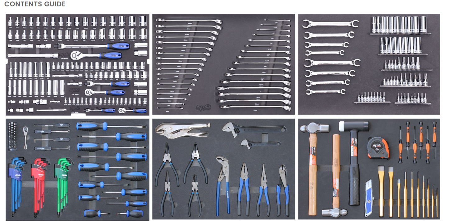 SP Tools USA Sumo Series Roller Cabinet Tool Kit- 73" - Metric/SAE - 465pc Green/Black Handles SP50825G Pick Up In Store Tool Kit SP Tools