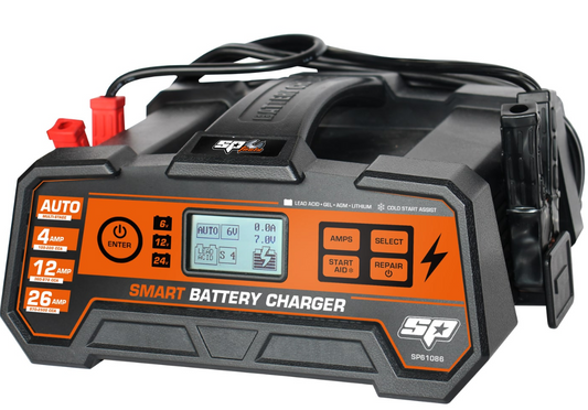 SP Tools Smart Battery Charger - 8 Stage Multi Volt 6, 12 & 24v - 26A SP61086 Battery Charger SP Tools