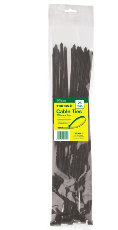 Tridon BLACK Cable Ties 550mm x 9mm PK 25 CT559BKCD Cable ties Tridon