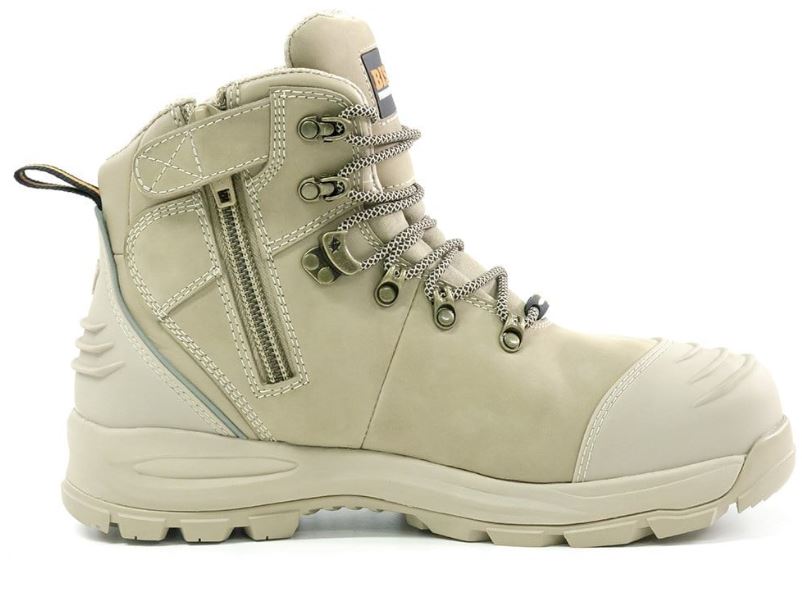 Bison XT Zip Side Lace Up Ankle Safety Boot Stone Color Safety Boots Bison