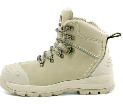 Bison XT Zip Side Lace Up Ankle Safety Boot Stone Color Safety Boots Bison