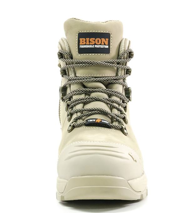 Bison XT Zip Side Lace Up Ankle Safety Boot Stone Color Safety Boots Bison