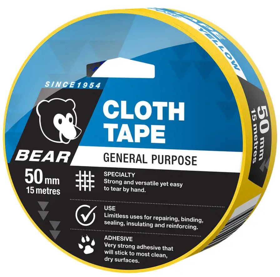 Bear General Purpose Cloth Tape 50mm X 15m Assorted Colours tape Bear