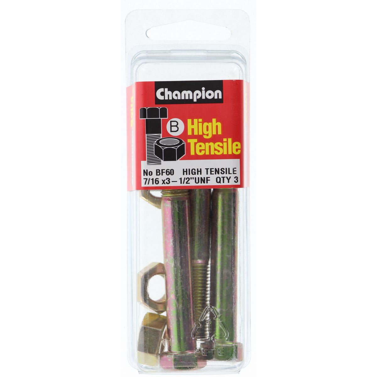 Champion Bolt and Nuts 3-1/2” x 7/16 BF60 Screws and Nuts Champion