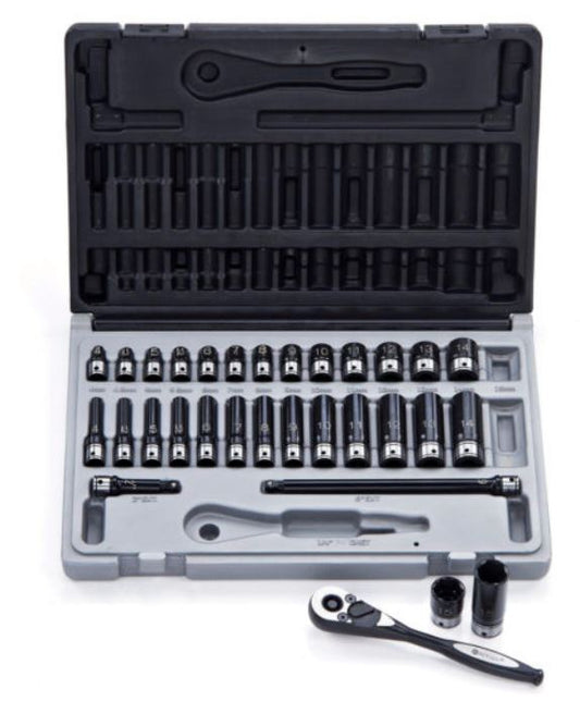 Dual Action 31 Piece 1/4 Drive 6-Point Metric Socket Set 10043102 Socket Set Dual Action