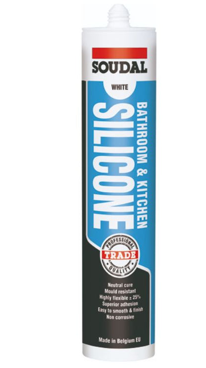 Soudal Bathroom & Kitchen Silicone 300ml x 12 127784 Pick Up In Store silicone Soudal White