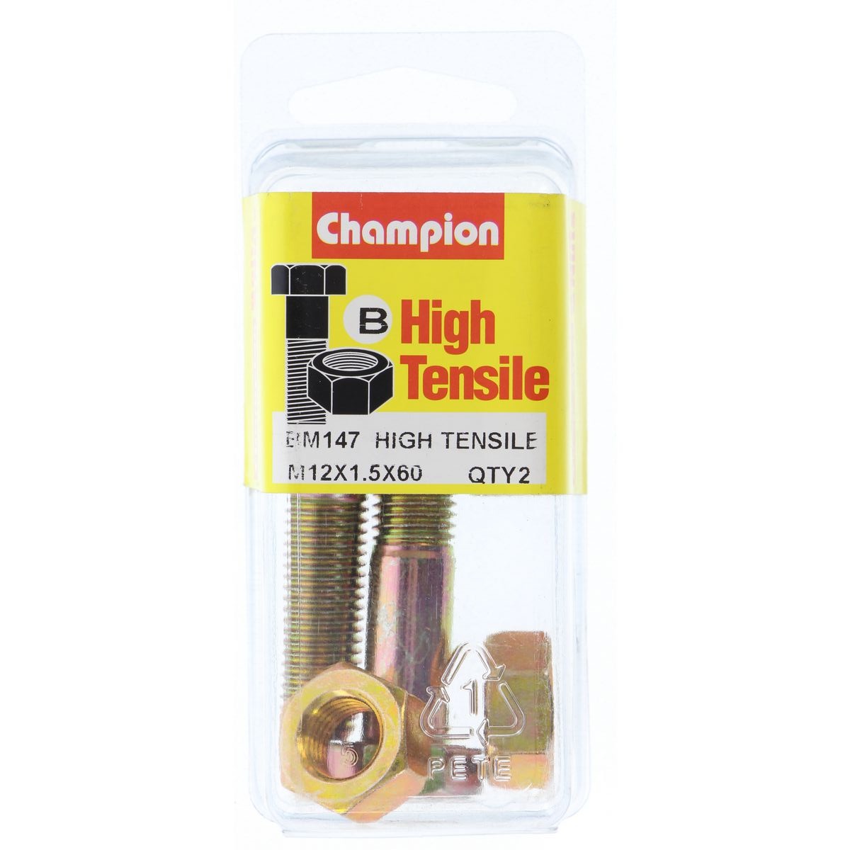 Champion Fully Threaded Set Screws and Nuts 12 x 60 x 1.5 mm- BM147 Screws and Nuts Champion