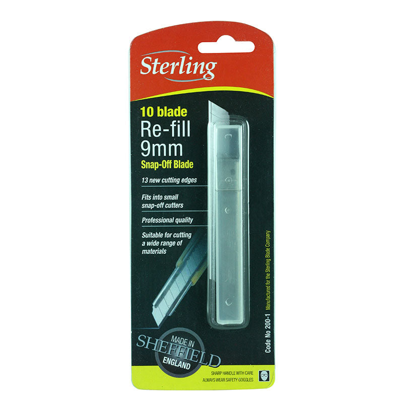 Sterling 9mm Small Snap-Off Blade (x10) Refill 200-1 Blades Sterling