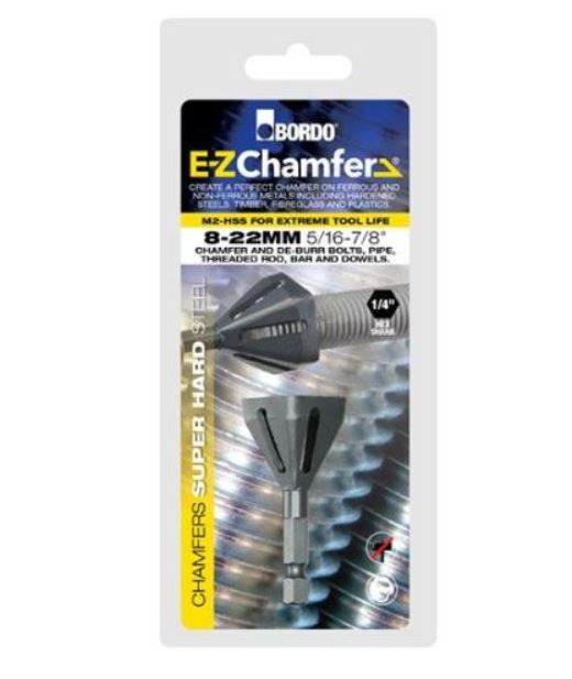 Bordo E-Z Chamfer Hex Shank De-Burring & Chamfering Tool 8-22mm 2210-822 Hex Shank Bordo