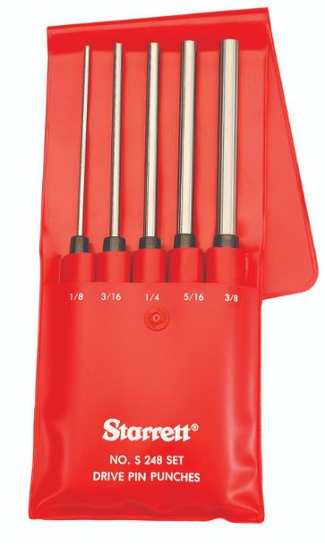 Starrett Drive Pin Pouch Set Long Knurled Grip S248PC punch set Starrett