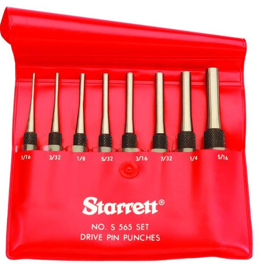 Starrett Drive Pin Pouch Set Short Knurled Grip S565PC punch set Starrett