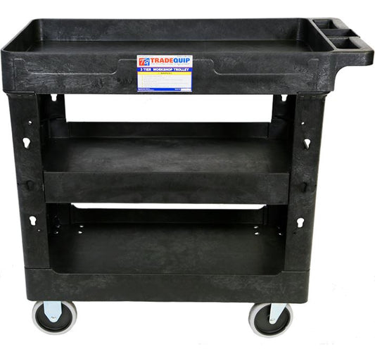 TQB Workshop Tool Trolley 3 Trays Black 6045 Pick Up In Store Trolley TQB Trade Quip