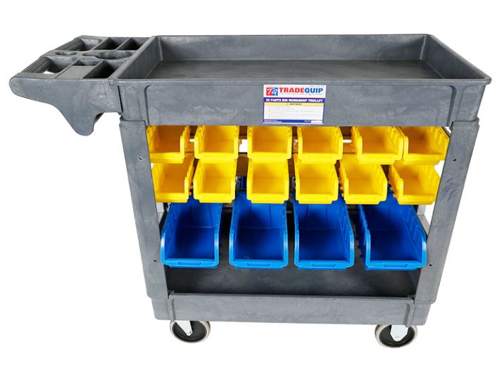 TQB Workshop Trolley 32 Parts Bins 6046 Trolley Trade Quip