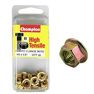 Champion Blister Flange Nuts M5 x 8”-FBM157 Screws and Nuts Champion