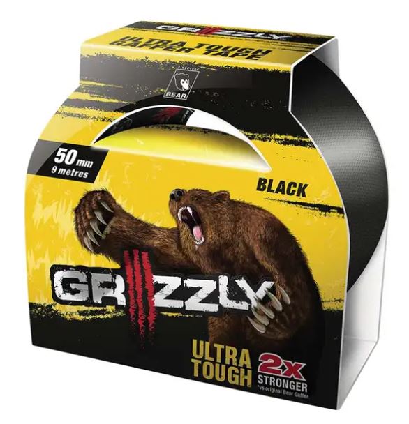 Bear Tape 50mm x 9m Ultra Tough Gaffer Grizzly Tape Black 63642548168 tape Bear Black