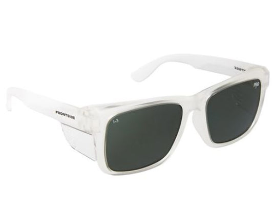 Paramount Safety Glasses Frontside Polarised Smoke Lens With Clear Frame 6512 Safety Glasses Paramount Safety Products