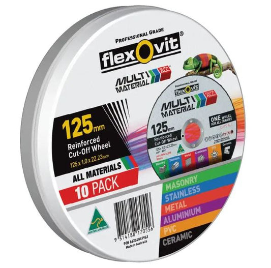 Flexovit Multi-Material Cut-Off Wheel 125mm x 1.0 x 22.23mm 10 Pack 66252845963 Cutting Disc Flexovit