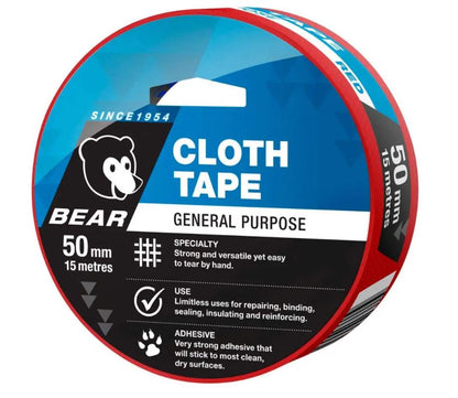 Bear General Purpose Cloth Tape 50mm X 15m Assorted Colours tape Bear