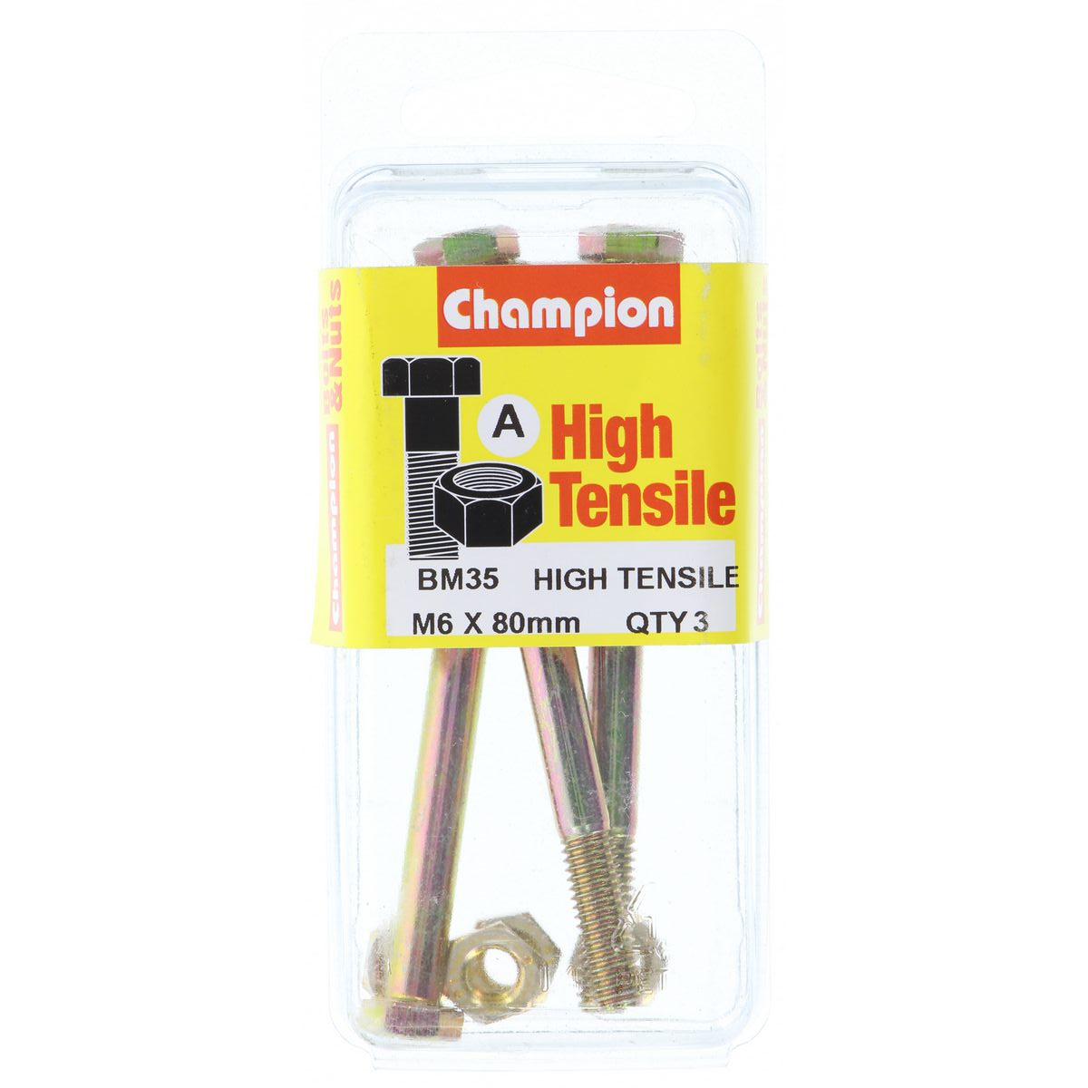 Champion Fully Threaded Set Screws and Nuts 6 x 80mm- BM35 Screws and Nuts Champion