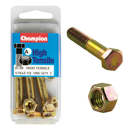 Champion Bolt and Nuts 2-1/2” x 5/16 BC26 Screws and Nuts Champion