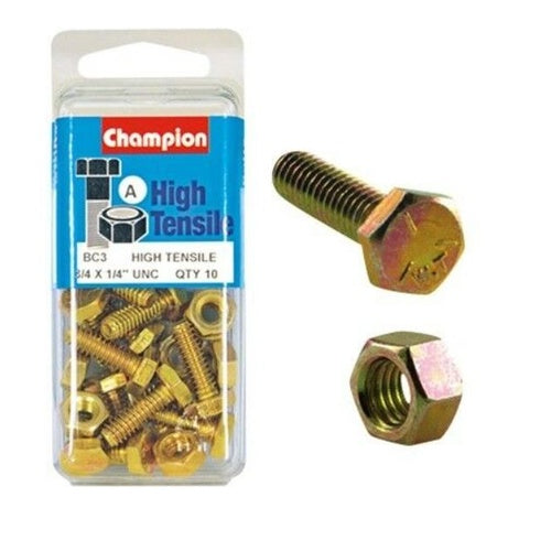 Champion Fully Threaded Set Screws and Nuts 3/4” x 1/4 BC3 Screws and Nuts Champion