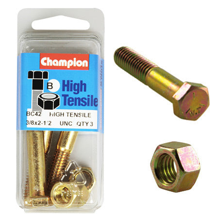 Champion Bolt and Nuts 2-1/2” x 3/8 BC42 Screws and Nuts Champion