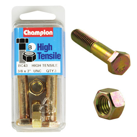 Champion Bolt and Nuts 3” x 3/8 BC43 Screws and Nuts Champion