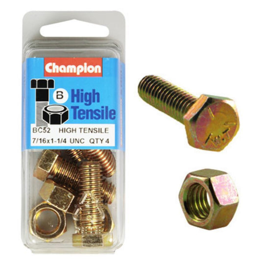 Champion Fully Threaded Set Screws and Nuts 1-1/4” x 7/16 BC52 Screws and Nuts Champion