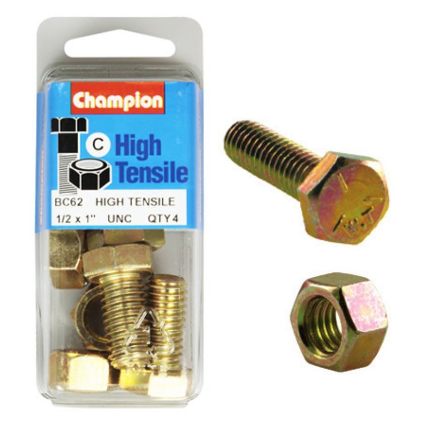 Champion Fully Threaded Set Screws and Nuts 1” x ½ BC62 Screws and Nuts Champion