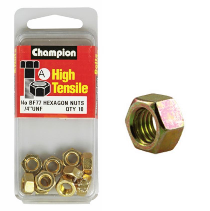 Champion Hexagon Nuts 1/4 “-BC77 Screws and Nuts Champion