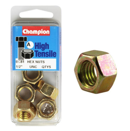 Champion Hexagon Nuts 1/2 “-BC81 Screws and Nuts Champion