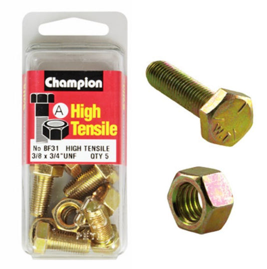 Champion Fully Threaded Set Screws and Nuts 3/4 x 3/8 BF31 Screws and Nuts Champion