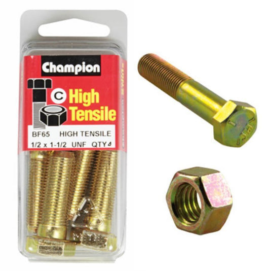 Champion Bolt and Nuts 1-1/2” x 1/2 BF65 Screws and Nuts Champion