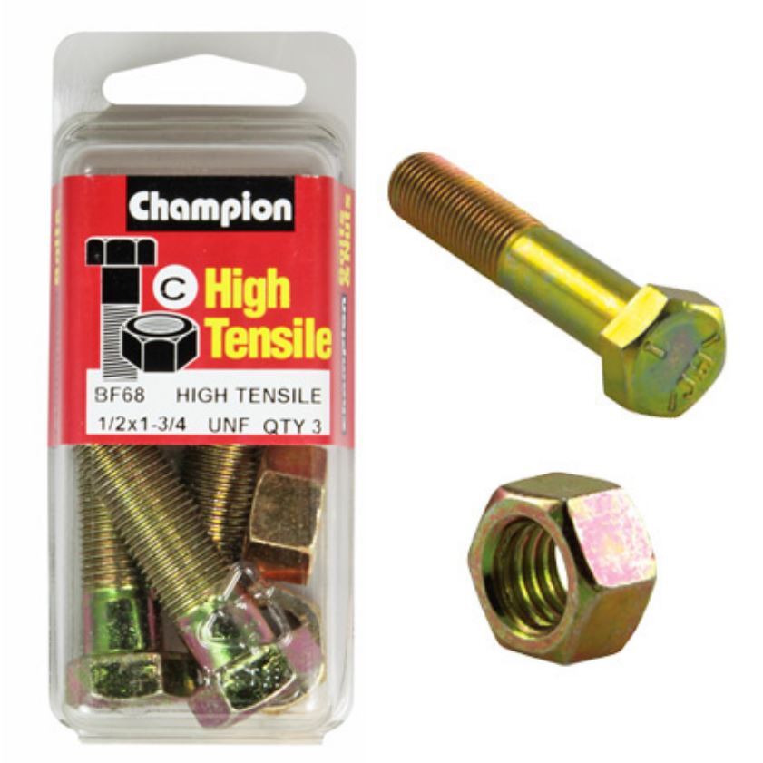 Champion Bolt and Nuts 1-3/4” x 1/2 BF68 Screws and Nuts Champion