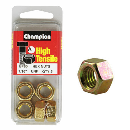 Champion Hexagon Nuts UNF 7/16 “-BF80 Screws and Nuts Champion