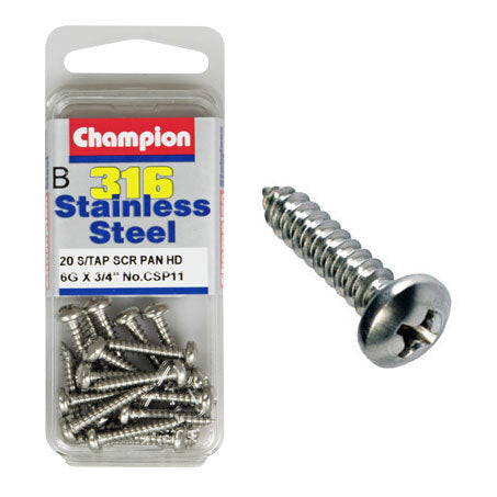 Champion Self Tapping Pan Head Screws 6G x 3/4 “ CSP11 Screws and Nuts Champion