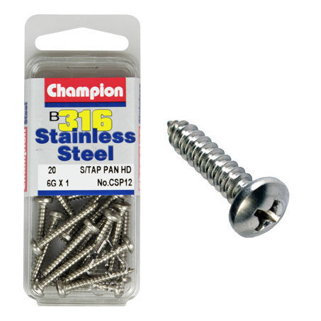 Champion Self Tapping Pan Head Screws 6G x 1 “ CSP12 Screws and Nuts Champion