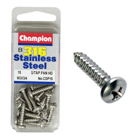 Champion Self Tapping Pan Head Screws 8G x 3/4 “ CSP15 Screws and Nuts Champion