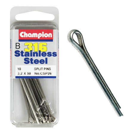 Champion Split Pin Fasteners S/S 3.2mm x 50mm CSP26 Screws and Nuts Champion