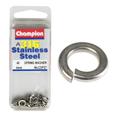 Champion Spring Washers- Fasteners S/S 4mm CSP27 Screws and Nuts Champion